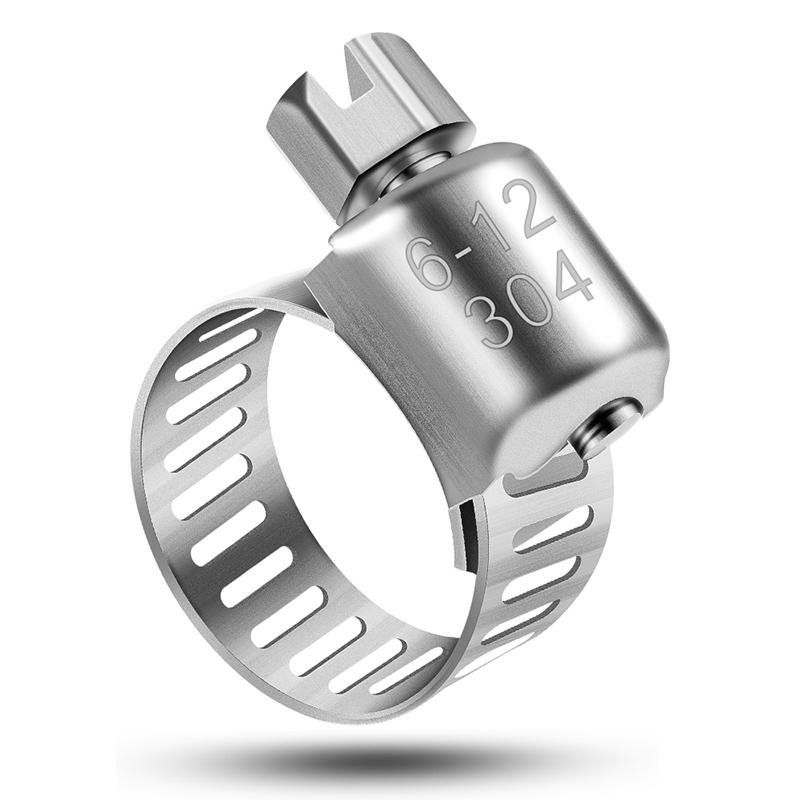 50 Pcs/Lot Hose Clips,6-12mm Range Adjustment & All Stainless Steel Cinch Clamp Rings,Homebrew Rustproof Beer Tubing Clip