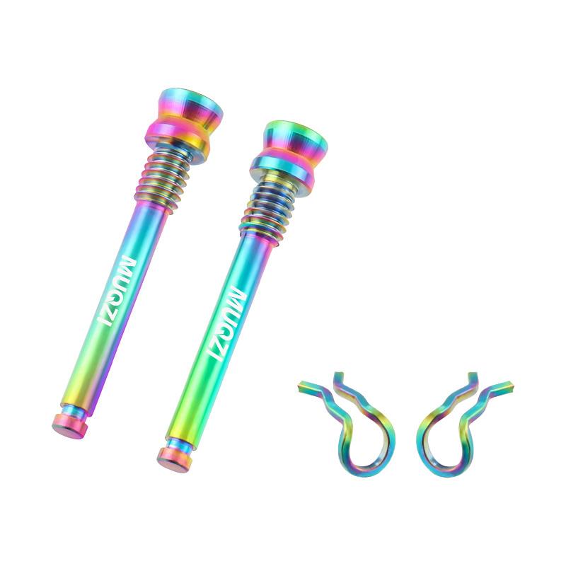 

MUQZI 2pcs Titanium Bolts Bicycle Disc Brakes Caliper Lightweight Mounting Screws Road MTB Disc Brake Pad Bolts with Fixing Clip Colorful 2pcs