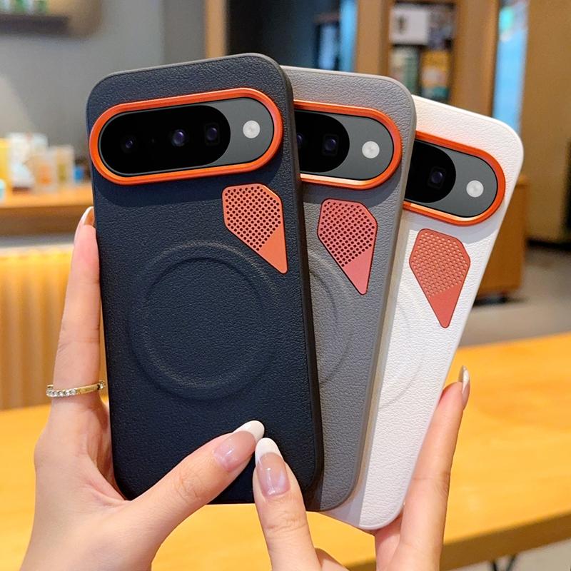 Magnetic Case For Google Pixel 10 Pro XL Vegan Leather Cover with Seperated Metal Button Camera Frame New Trendy