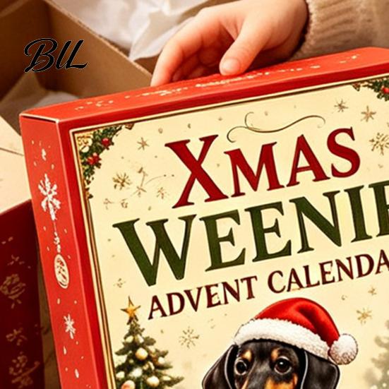 Ferienhaus Dekoration 3D Dackel Adventskalender mit 24 Einzigartigen Mini-Hundefiguren, Weihnachten Kreatives Geschenk Countdown Spielzeug Set für Kinder, Sammlerstück