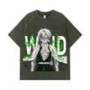 275 GSM Gewassen T-shirts 100% Katoen Demon Slayer V115 Sanemi Print Unisex Zwaar Katoenen T-shirt