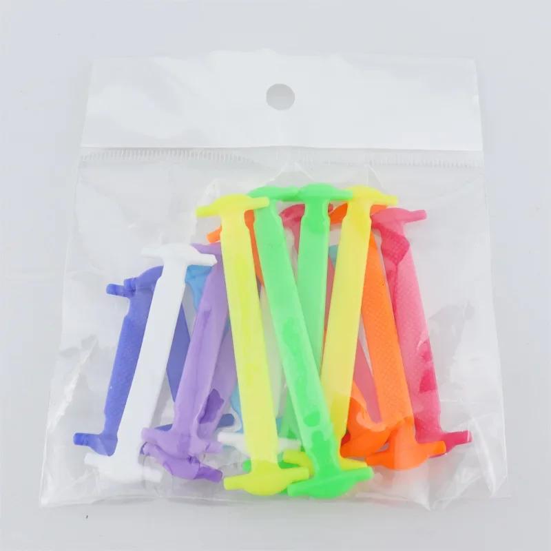 16pcs/lot Silicone Shoelaces No Tie Shoelaces 12 Colors Elastic Creative Lazy Silicone Rubber Kid Adult Sneakers Quick Shoe Lace