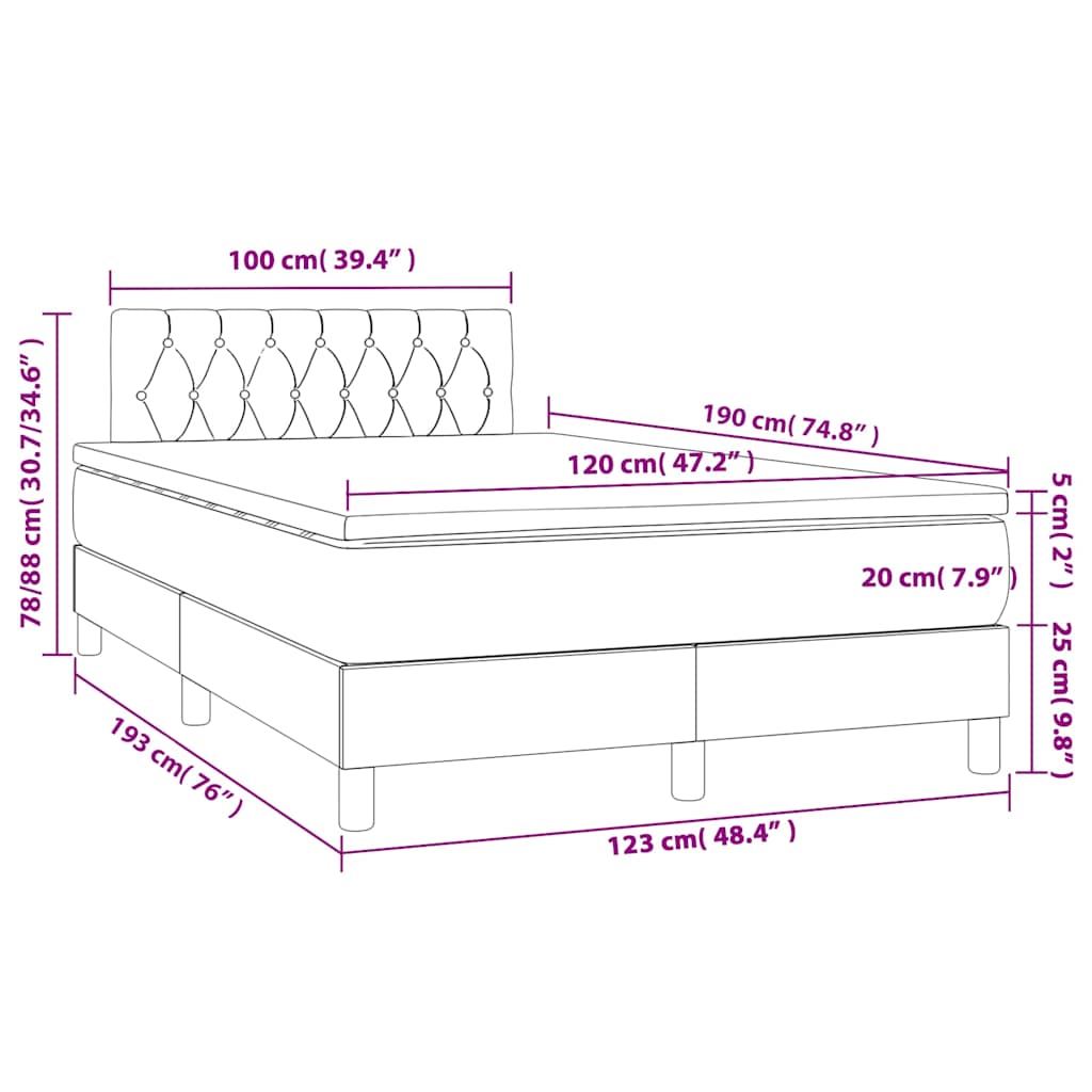 Box Spring Bed with Mattress Dark Green 120 x 190 cm Velvet