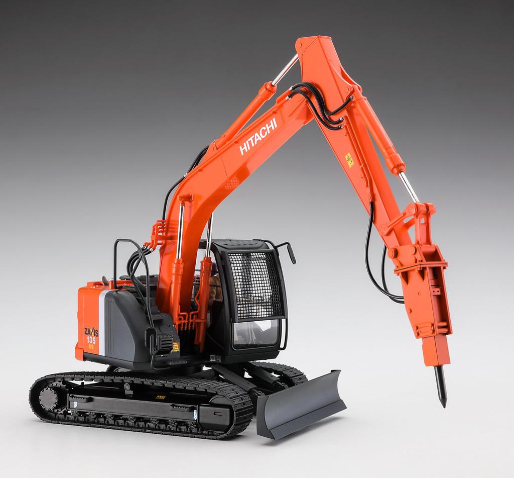 Hasegawa Hitachi Construction Machinery Hydraulic Excavator ZAXIS135US Hydraulic Breaker Specification Machine Plastic Model 66109 1/35