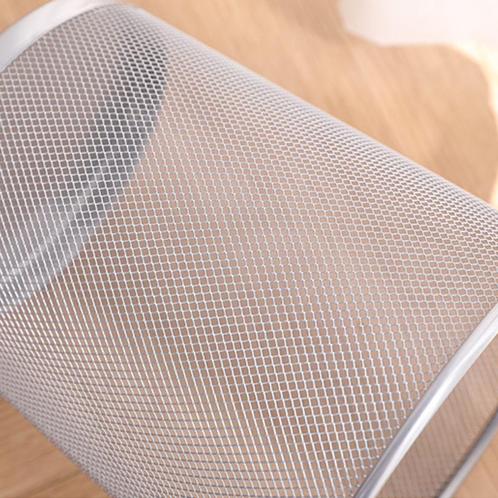Mesh Iron Trash Can Open Top Large Capacity Well Ventilated Round Waste Basket Bin for Home Office