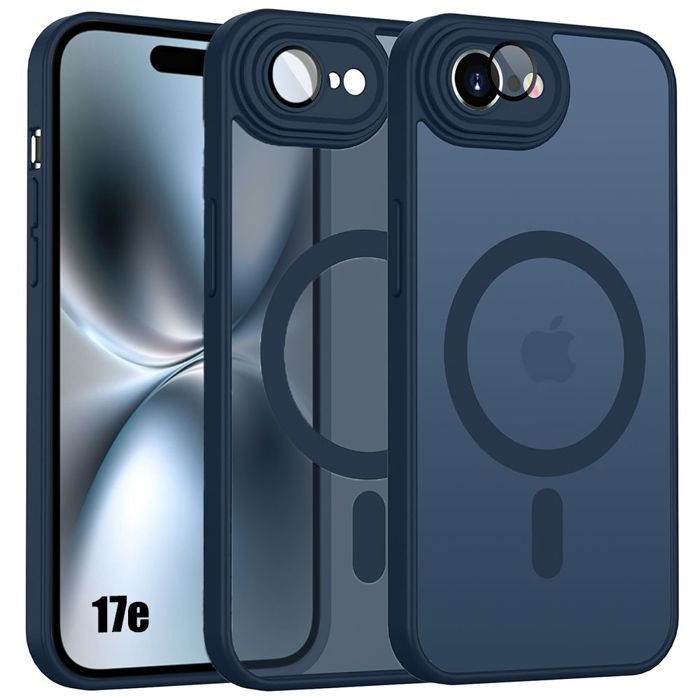 Coque Magnétique - BOOLING - pour iPhone 17e - avec Protection Caméra Antichoc - Bleu Marine