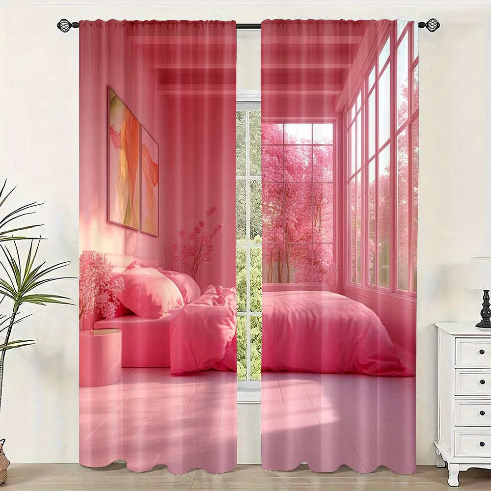 

2 шт., Драпировки Ярко-розовый Машинная стирка Ткань, Без электричества Праздничный декор для стен Подходит для Комнаты/спальни/Оконного декора 29x65in(75x166cm)