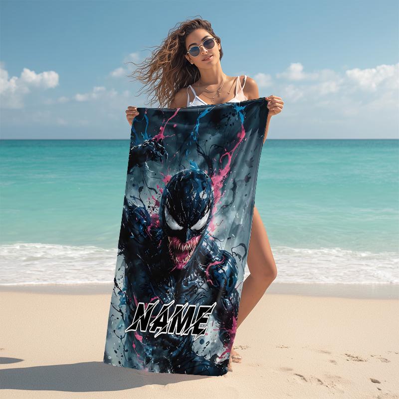Personalized "Venom Artwork Poster" Beach Towel Microfiber Beach Towel Thin Absorbent for Beach Swimming Yoga Bath Sports. 0910336