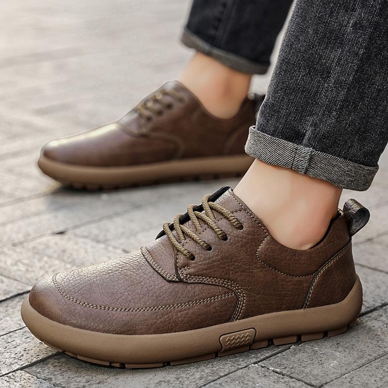 Herren Übergröße Retro Britischer Stil PU Lederschuhe Knöchel Bequem Fußgefühl Freizeitschuh Abriebfeste Laufsohle Laufschuhe