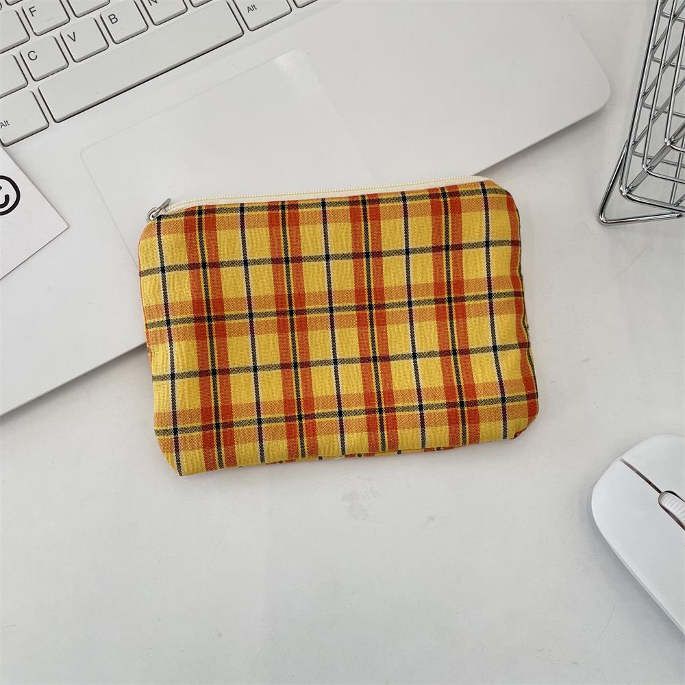 54184 Plaid Change Bag Retro Money Bag Women's Portable Lipstick Air Cushion Storage Bag Key Sundries Storage