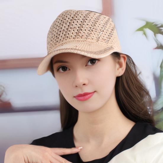 Summer Mesh Baseball Cap for Men Women Shiny Rhinestone Sun Visor Hat Outdoor Empty Top Hat for Beach Golf Tennis Baseball