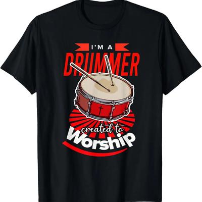 Drummer Drums Tshirt Band Drumset Gift Retro Vintage Tee T-Shirt