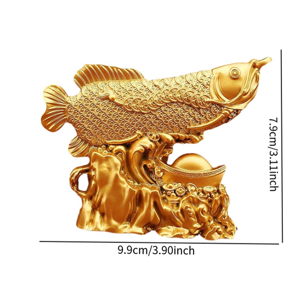 Feng Shui Gold Fish Figurine Alloy Sculpture Antique Decoration Figure for Business Opening Housewarming Gift
