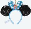 Disney Sequin Headband Keychain Tokyo Disney Resort Exclusive Blue Dot Ribbon Keychain