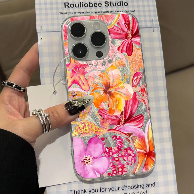 Coque de téléphone Style INS Motif Fleur Hawaïenne Rose Pour iPhone 17 16 15 14 13 12 11 Pro Max XS X XR 7 8 Plus 16E Coque antichoc