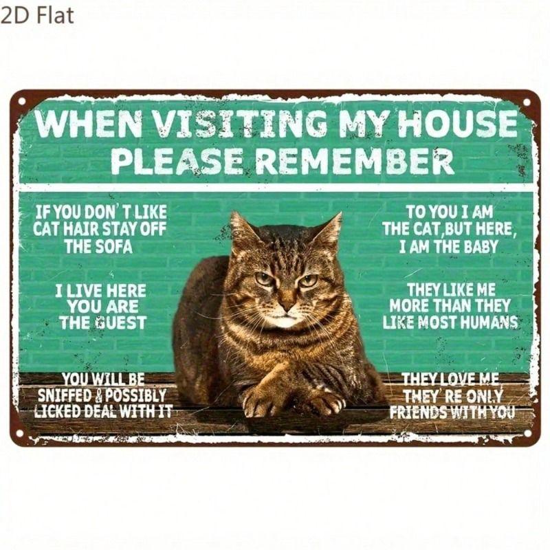 Metal Poster Wall Art Vintage Cat Home Decor