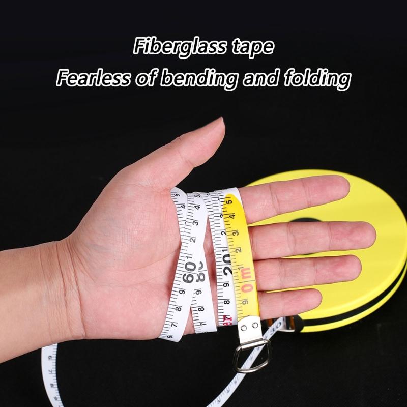 10/15/20/30/50m Hand Crank Fiberglass Tape Measure Feature Shockproof ABS Housing for Longevity Construction Ruler Tape