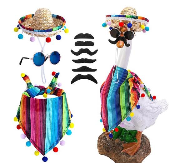 Goose Outfit Set Plastic Lawn Porch Patriotic Goose Clothes Outfit for Outdoor Patio Yard Lawn Art Decoration Accessories