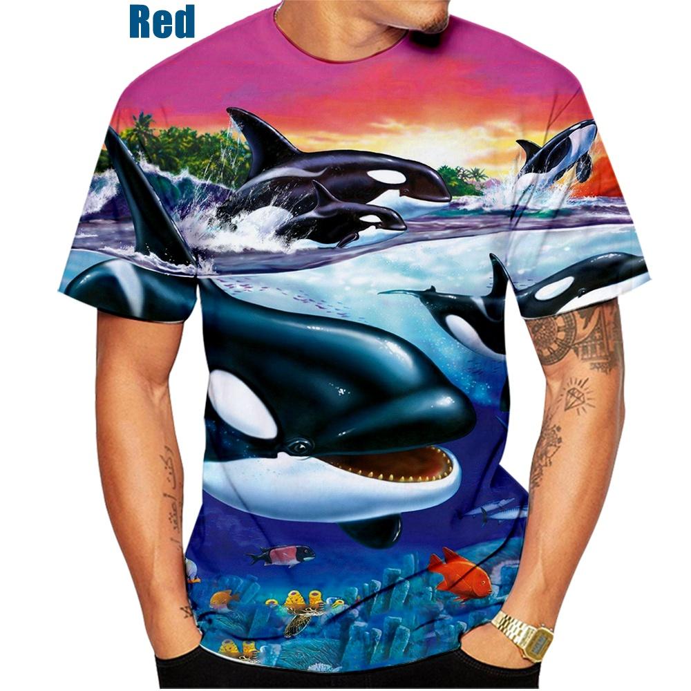 

New Fashion Marine Animal Whale Cartoon 3D Printed T-shirt Men and Women Summer Casual Short Sleeve Round Neck Shirt Top XS