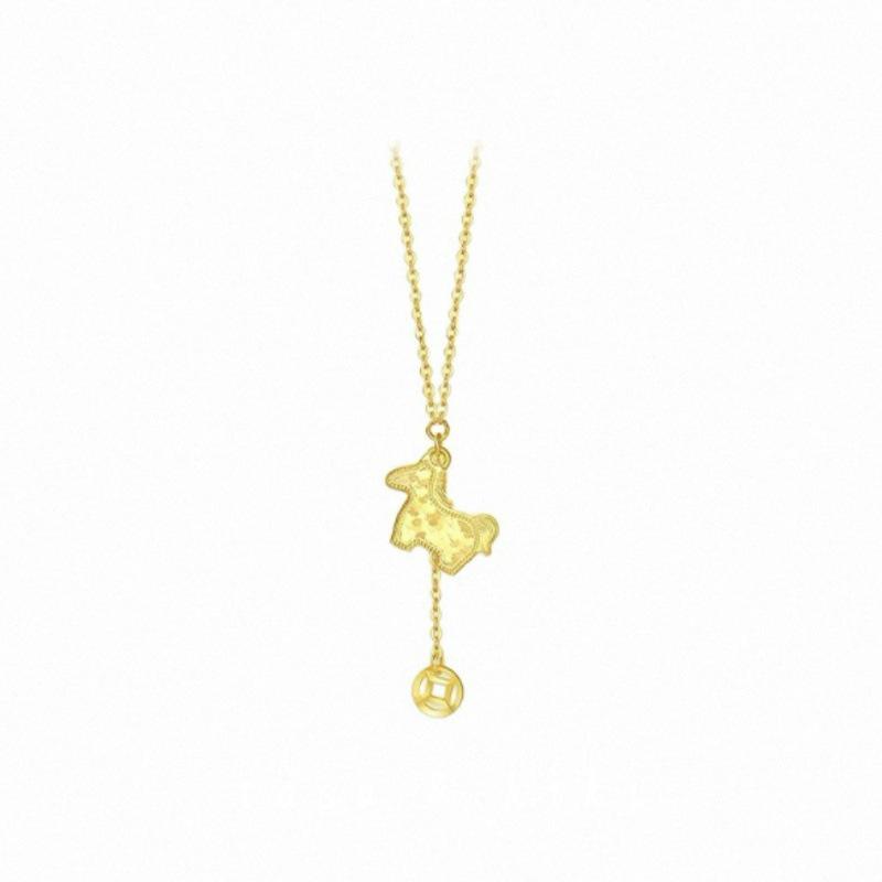 Year of the Horse Zodiac Copper Coin Necklace - Luxury Fashion, Versatile Clavicle Chain for Women