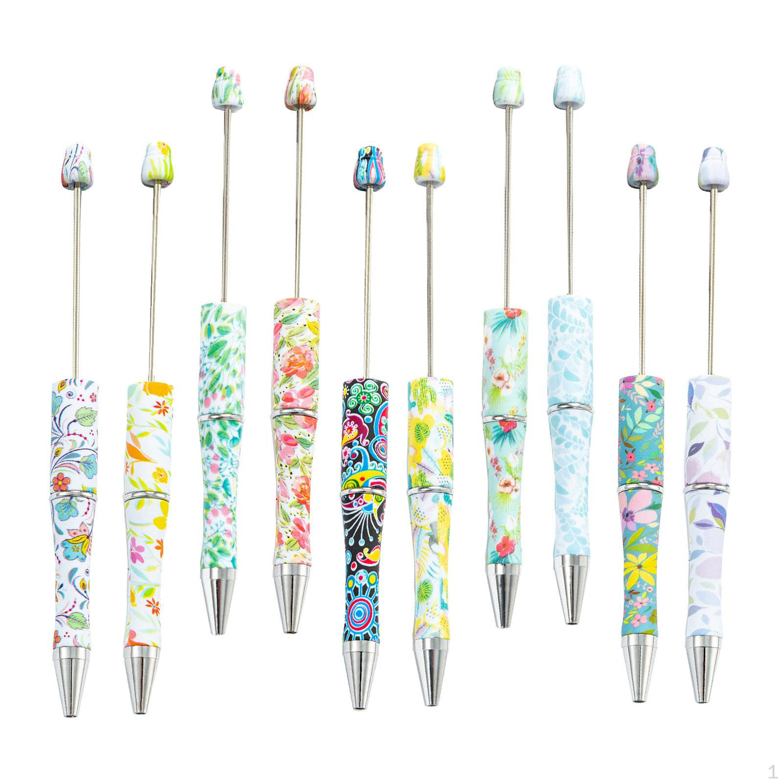 10x Beadable Pens Bead Pen, Creative Ball Printable Multicolor Beaded Ballpoint Pen