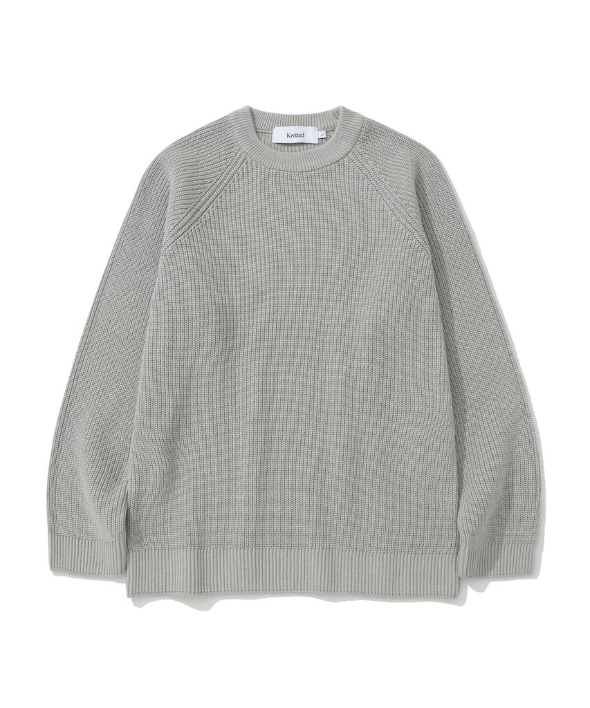 KNITTED [Nitied X Fashion Planet] Cotton Waffle Round Knit Grey