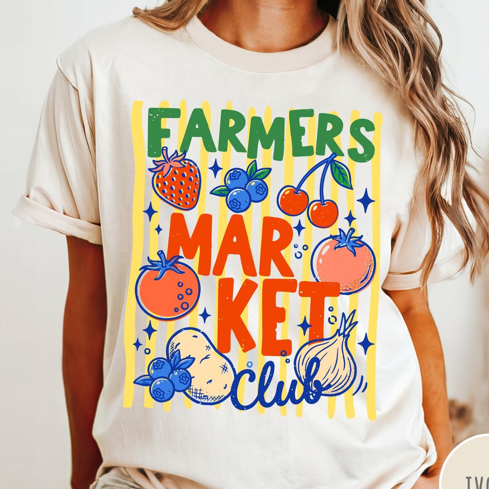 Farmers Market Club Comfort Colors® T-Shirt, Retro Local Foodie Farmers Market Graphic Tee, Cottagecore Fresh Fruit Vegetable Graphic Shirt 3XL
