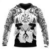 Menn Hettegenser Vikings Odin S Skull 3D All Over Printed Mote Hettegensere Unisex Høst Casual Dame Streetwear Pullovere