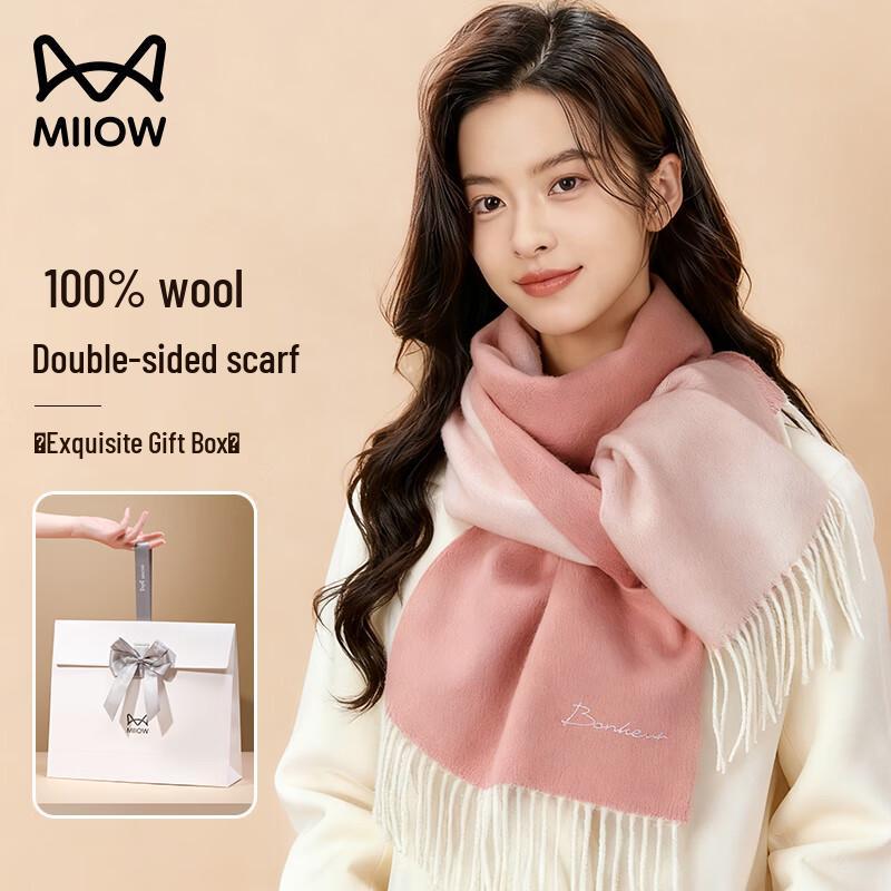 

MiiOW Women s Embroidered Pure Wool Scarf