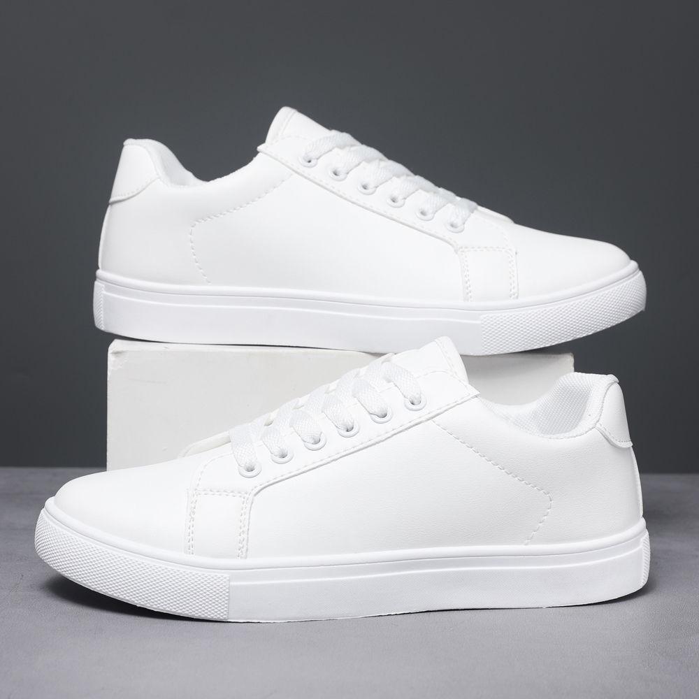 

Мужские модные белые кожаные кроссовки Весна/Лето 2025 - Повседневные кеды в корейском стиле для скейтбординга, универсальные и доступны в больших размерах до 48 39