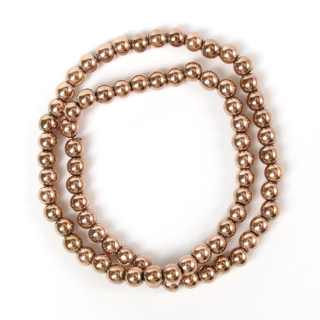 Handgefertigte Bastelfarbe, rosévergoldete Hämatitperlen, natürliche Rondelle-Perlen für Schmuckherstellung, DIY-Charms, Armband-Zubehör, 38,1 cm