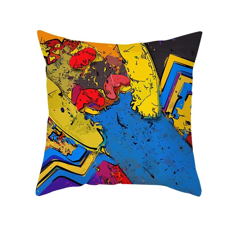 Sofa Office Chair Cushion Cover Luxury Comfortable Flower Pillow Retro Abstract Geometric Printing Pillowcase