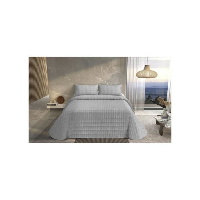 Boutis réversible pour enfant - DONATELLA - Gris - Moderne - 220x150 cm - Réversible - Légère - Confort