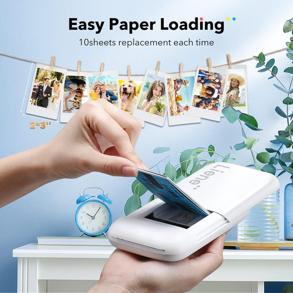 Liene Kiwi 2x3 Inch Mini Photo Printer Wireless Smartphone Instant Picture Printer with 5 ZINK