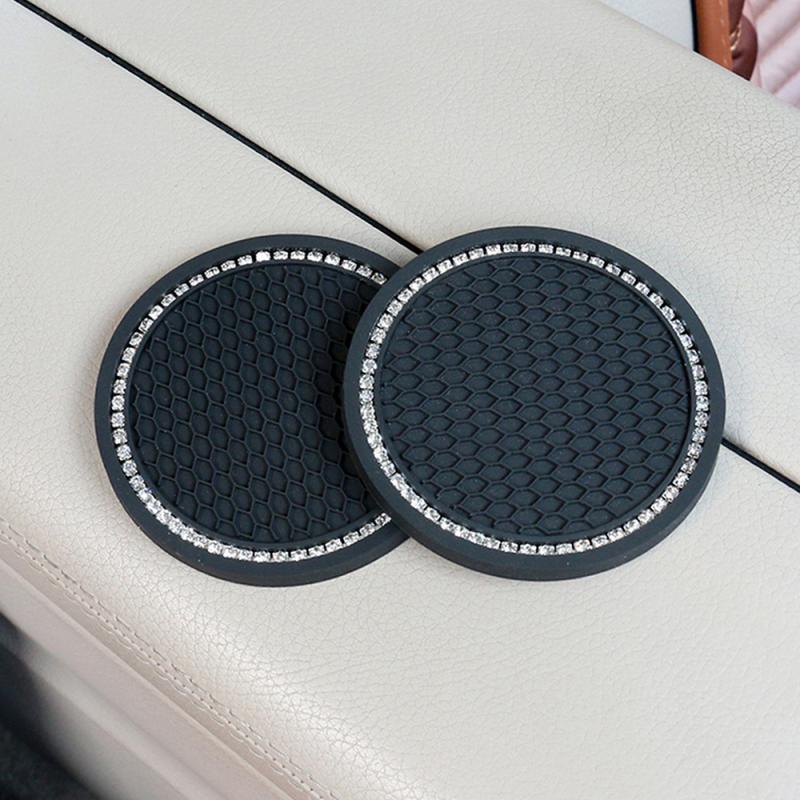 Auto-Wasserbecherhalter, rutschfeste Gummimatte mit Diamant-Strass für Flaschenhalter, Untersetzer, rutschfeste Getränkehalter für den Autoinnenraum