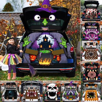 Decorations Kit - Halloween Car Decorations For SUV, Scary Witch Face Sticker Car Decor For Outdoor Garage Archway Door Wall Window Haunt