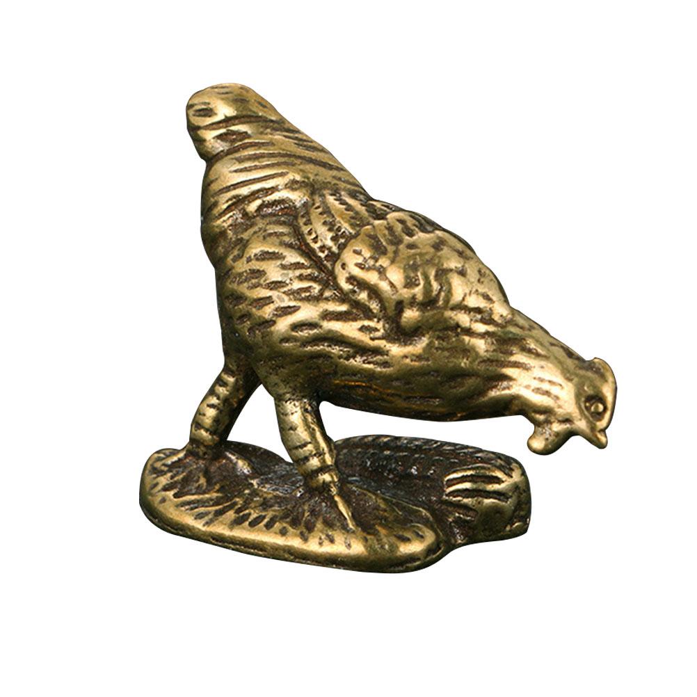 Messing Chinesischer Tierkreis Hahn Tierfigur Kreative Statue Retro Dekoration Statuen