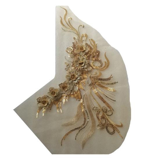 

DIY Sewing Fabric Sequin 3D Embroidery Lace Flower Applique Make Clothes See-through Mesh Costume DIY Fabric Sewing Accessories золотистый