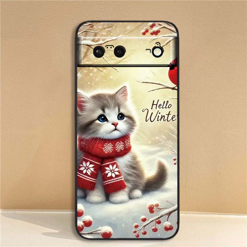Cute cartoon cat illustration Phone Case For Google Pixel 10 9a 9 8A 8 7 7A 6 6A Pro XL 2024 5G Black Soft TPU Silicone