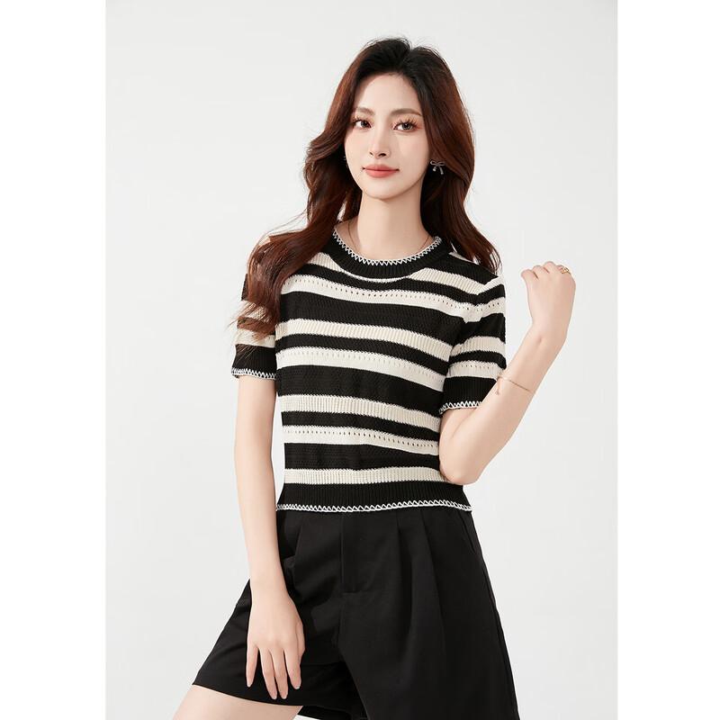 

Aiyilian Women s Striped Color Block Knit T-shirt
