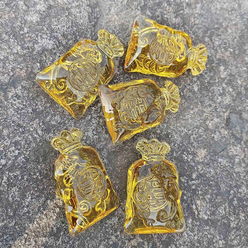 Citrin Lingou Monedă Sac de Bani Norocos Bogat Ornament Feng Shui Birou Living Decor de Masă Artizanat din Sticlă Cadou