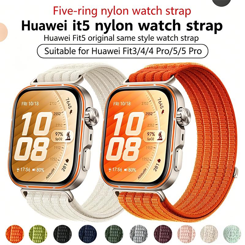 Pulseira de Laço Trançado de Nylon Para Huawei Watch Fit 5/Fit5 Pro Esportiva Confortável Respirável Pulseira de Pulso Para HUAWEI Fit 4Pro 4 3 Pulseira de Tecido