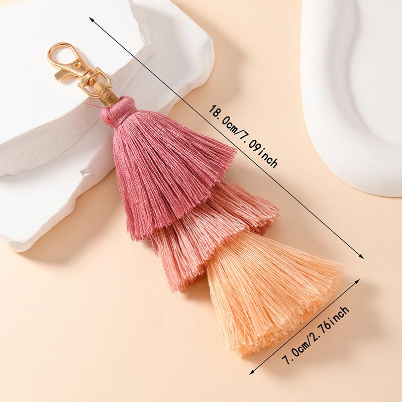 Three-Layer Cotton Thread Fringed Bag Pendant Ethnic Style Keychain Bohemian Style 3-Layer Ear Pendant Bag Parts & Accessories