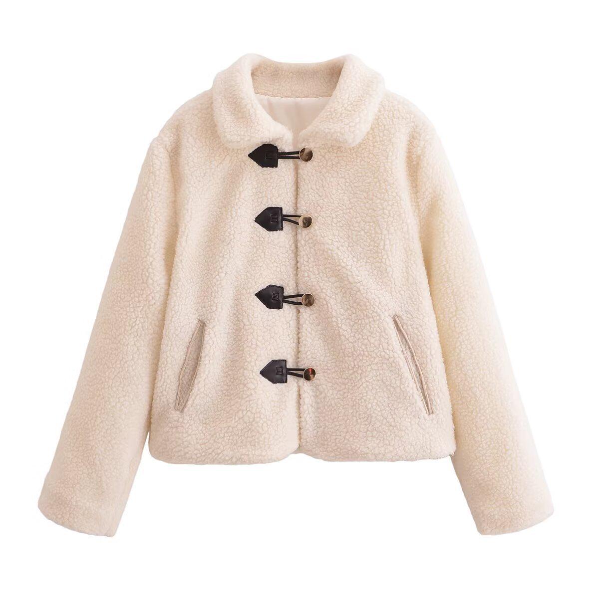 

2024 Осень Женская Флисовая Куртка в Европейском Американском Стиле - Модная, Простая, Универсальная Medium кремовый/белый