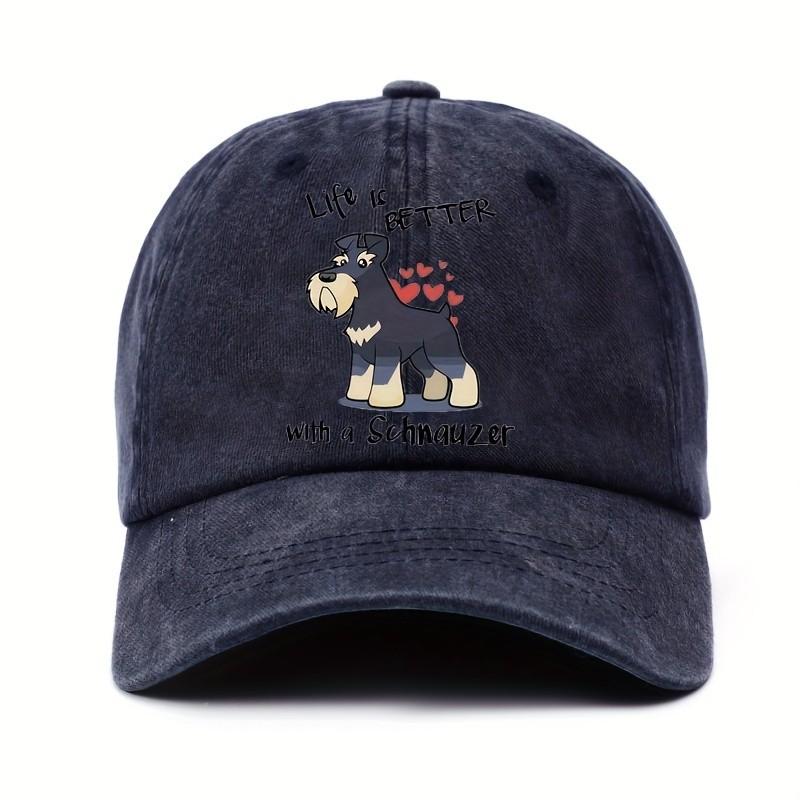 

Schnauzer Dog Life is Better Baseball Cap Washed Cotton Adjustable Dad Hat Unisex Outdoor One Size темно-синий