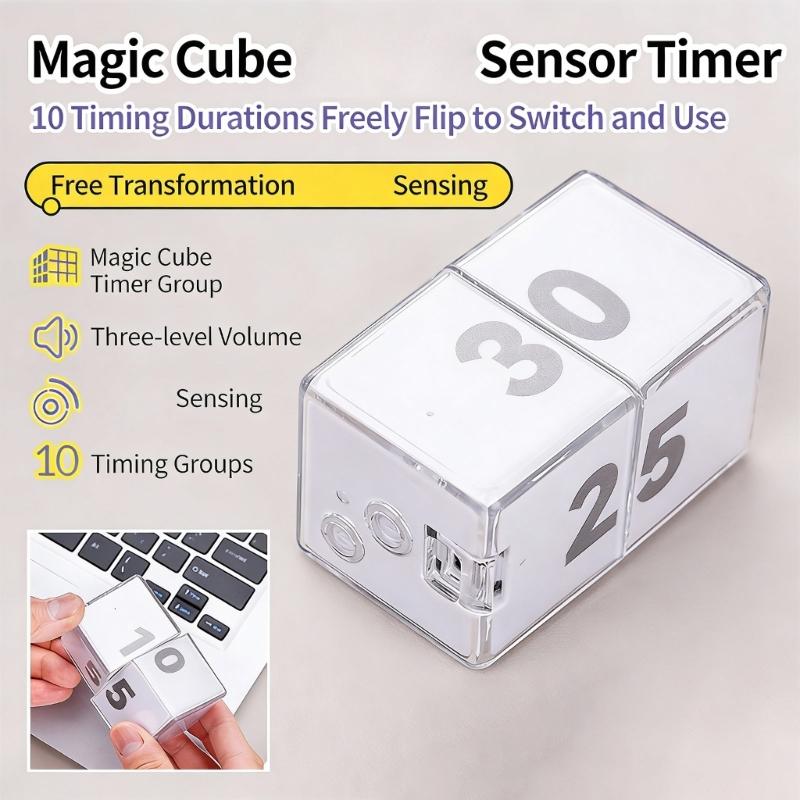 Gravities Activated Electronic Timer Cubes Automatic Detection Accurate Timing Large Digital Display with 10 Presets Time