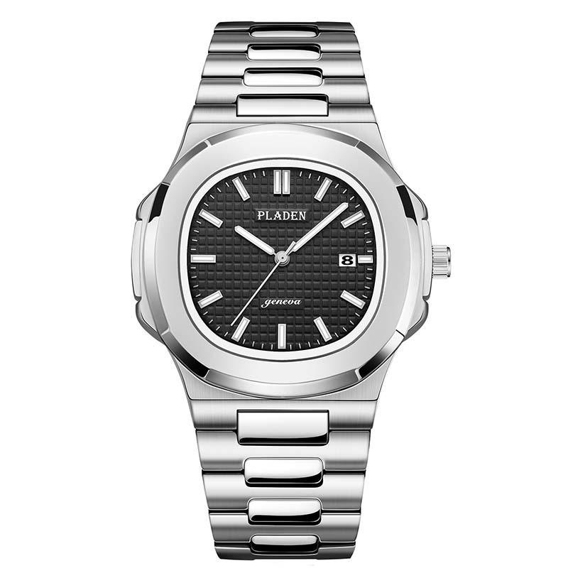 PLADEN Mens Quartz Watch Stainless Steel Waterproof Luminous Casual Sports Wristwatch