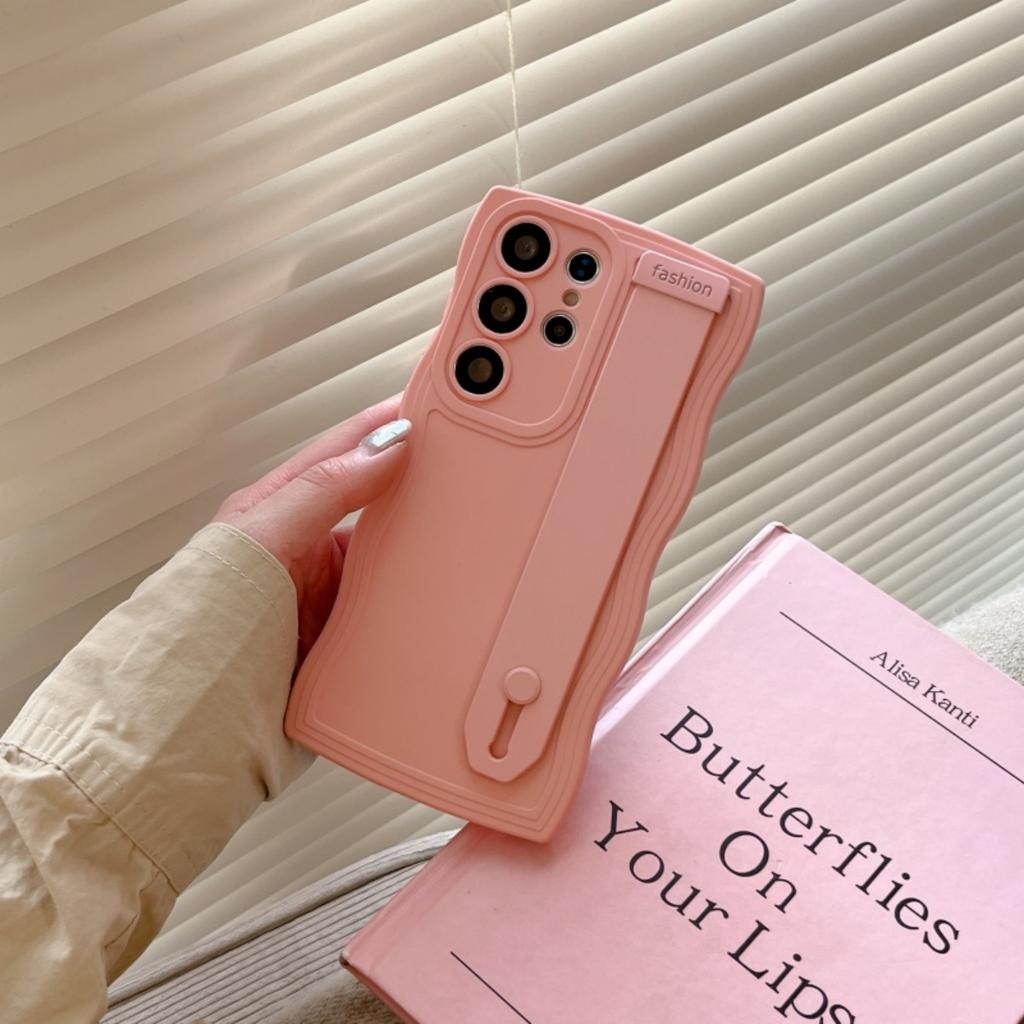 Wave Candy Wrist Strap Bracket Case For For Samsung S25 Edge S24 S23 S22 S21 S20 FE Ultra Plus A56 A36 A26 A16 A06 A55 A35 A25 Cover
