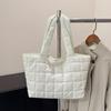 Autumn and Winter Soft Quilted Cotton Clothes Hand Bag Large Capacity Commuting Portable Tote Bag Shoulder Armpit Bag