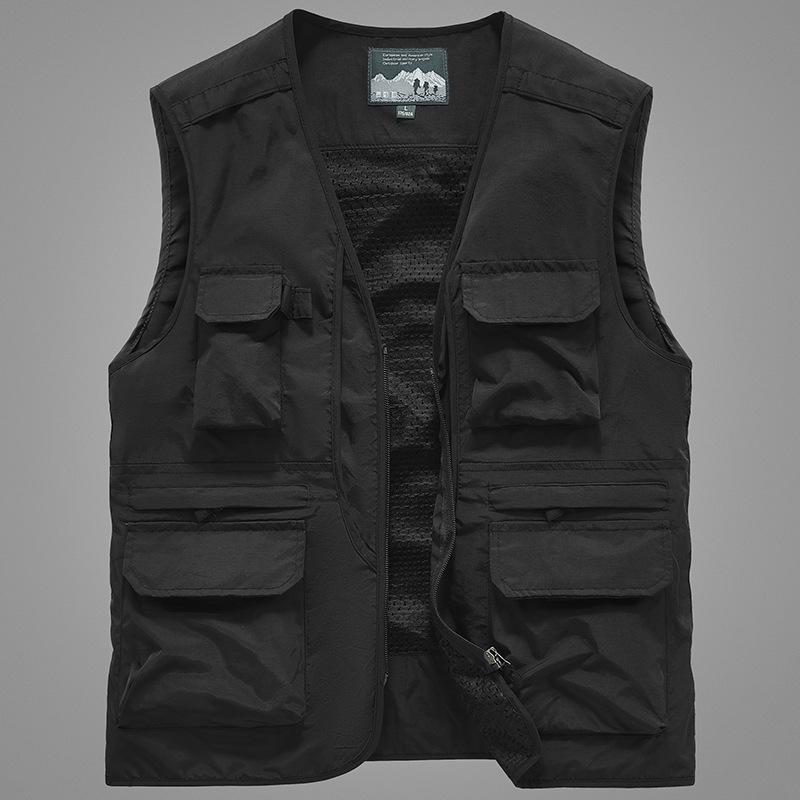 

Men s Autumn Outdoor Casual Multi-Pocket Vest S чёрный